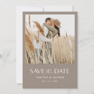 Boho Photo Save The Date Card Minimalist Wedding