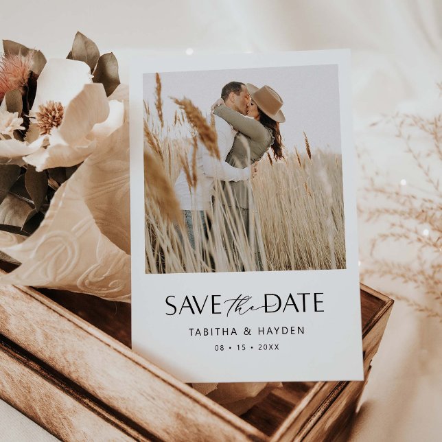 Boho Photo Save The Date Card Minimalist Wedding (Creator Uploaded)
