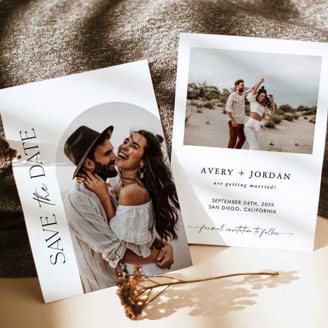 Boho Photo Save the Date, Minimalist Save the Date Invitation (Creator Uploaded)