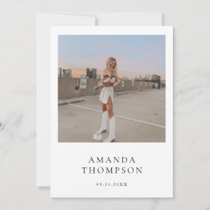 Boho Photo Sweet 16th Birthday, Modern Minimalist Invitation