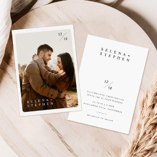 Boho Photo Wedding Invitation Modern Minimalist