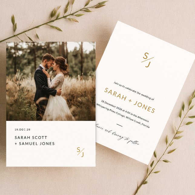 Boho Photo Wedding Invite | Chic Modern Minimalist (Creator Uploaded)