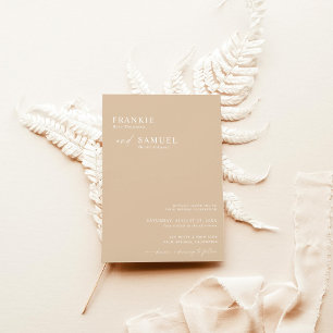 Boho Photo Wedding Invite, Modern Beige Invitation