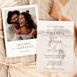 Boho Photo Wedding Invite | Modern Minimalist<br><div class="desc">This lovely Wedding Invitation features a clean minimalist design with accents of modern calligraphy and is perfect to upload a photo of you and your future spouse! Easily edit most wording to match your event! Text and background colours are fully editable —> click the "Edit Using Design Tool" button to...</div>