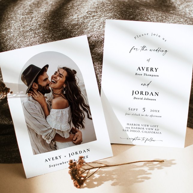 Boho Photo Wedding Invite | Modern Minimalist  (Creator Uploaded)
