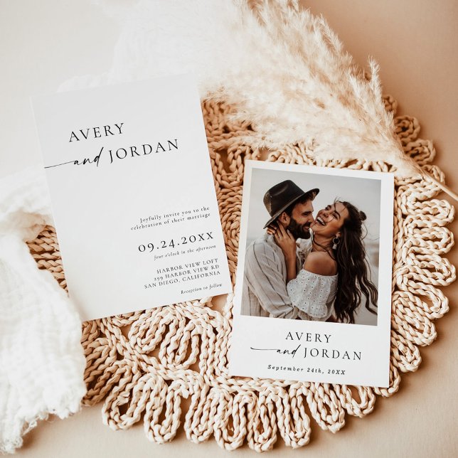 Boho Photo Wedding Invite | Modern Minimalist (Creator Uploaded)