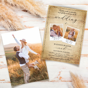 Boho Photo Wedding Invite Modern Rustic
