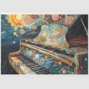 Boho Piano Painting Decoupage  Tissue Paper