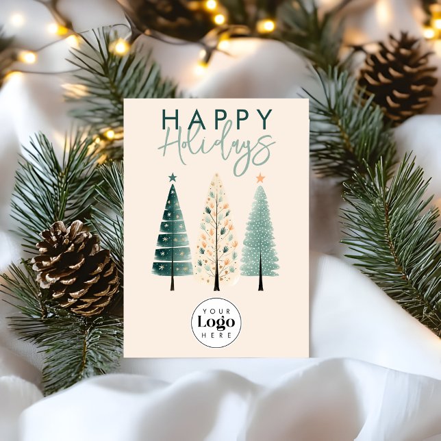 Boho Pines Custom Logo Holiday Business Thank You Card (Creator Uploaded)