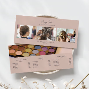 Boho Pink Add Photos Hair Makeup Service Price Rack Card
