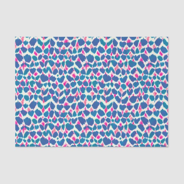 Boho Pink and Blue Brushstrokes Tissue Paper (Front)