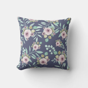 Boho Pink and Green With Purple Back  Cushion