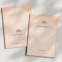 Boho Pink Arch Earring Display Card with Logo