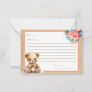 Boho Pink Bear Baby Shower Dear Baby Cards