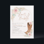 Boho Pink Boots and Bubbly Bridal Shower Invitation<br><div class="desc">Boho Pink Boots and Bubbly Bridal Shower Invitation Faux rose gold modern calligraphy boots and bubbly bridal shower invitation in a boho style featuring lovely pink flowering cactus arrangements, pampas grass and a line arch. This modern boots and bubbly bridal shower invitation is ideal for someone looking for a bohemian...</div>