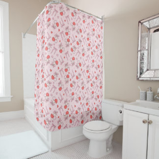 Boho Pink Bow & Berries Shower Curtain
