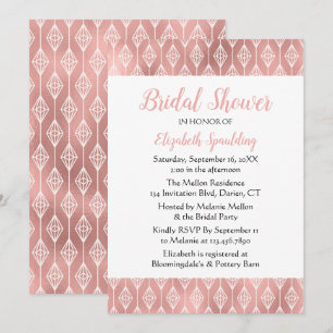 Boho Pink Bridal Shower Diamonds Tribal Wedding Invitation
