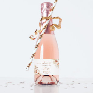 Boho Pink Bridal Shower Mini Champagne Label