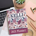 Boho Pink Burgundy Floral and Blue Botanicals Planner<br><div class="desc">Let's start the new year with lots of blooming hope and enthusiasm! This lovely floral pattern is elegant, cute and girly. Created thinking of a very positive, very vibrant woman who I was honoured to have as my Secret Sister Santa. She is so loving, positive, appreciative of all she has...</div>