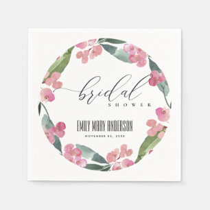 BOHO PINK CHRIST THORN BLOOM FRAME BRIDAL SHOWER NAPKIN