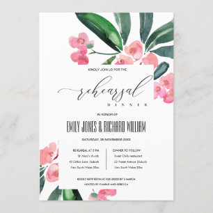 BOHO PINK CHRIST THORN BLOOM REHEARSAL DINNER INVITATION
