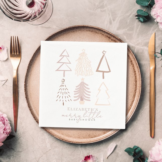 Boho Pink Christmas Trees Baby Shower Napkin (Creator Uploaded)