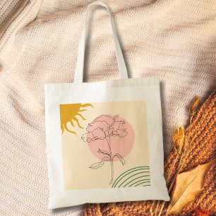 Boho Pink Circle Rose And Sun Tote Bag