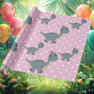 Boho Pink Dinosaur Party Wrapping Paper
