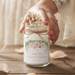 Boho Pink Floral Bridal Shower Square Sticker