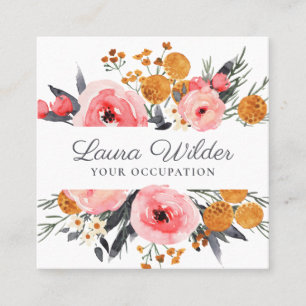 Boho Pink Floral Business Card