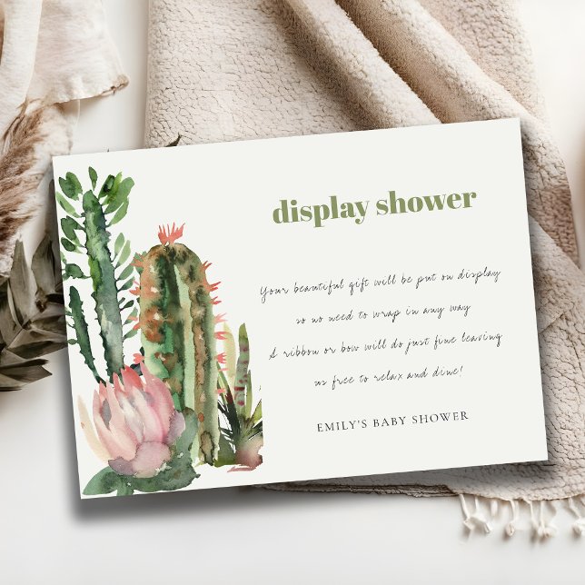 BOHO PINK FLORAL DESERT CACTI DISPLAY BABY SHOWER ENCLOSURE CARD (Creator Uploaded)