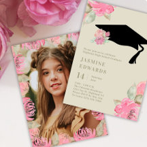 Boho Pink Floral Girl's Graduation