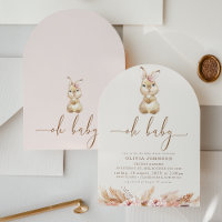 Boho Pink Floral Little Bunny Baby Shower