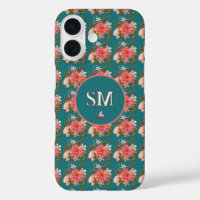  Boho Pink Floral Personalise Monogram