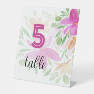Boho Pink Floral Watercolor Modern Pedestal Sign