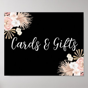 Boho Pink Florals Cards & Gifts Sign