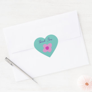 Boho Pink Flower Heart Party Sticker