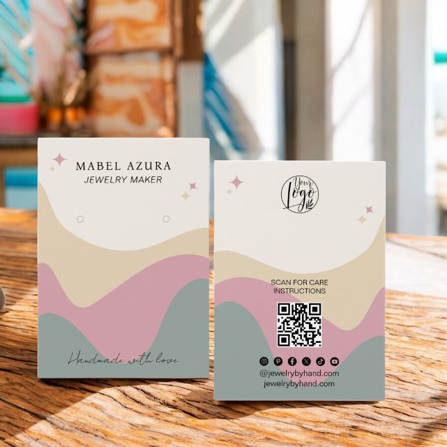 Boho pink green Jewellery maker Qr logo earring (Boho pink green Jewelry maker Qr logo earring)