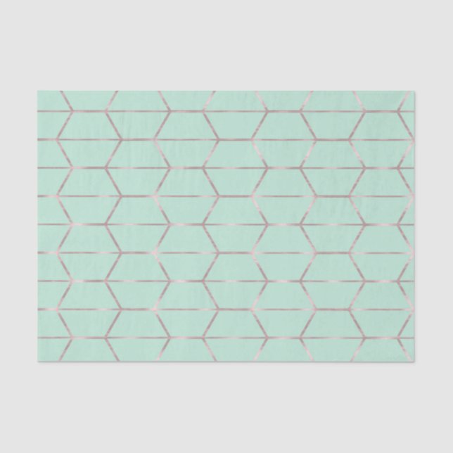 Boho Pink Hexagon Gold Geometric Glam Sweet 16  Tissue Paper (Front)