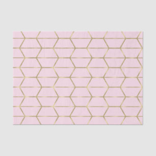 Boho Pink Hexagon Gold Geometric Glam Sweet 16 Tissue Paper