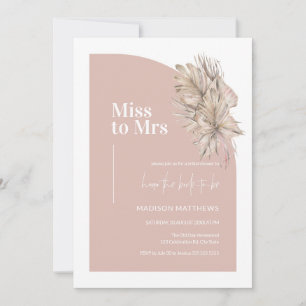 Boho Pink Minimal Arch Miss to Mrs Bridal Shower Invitation