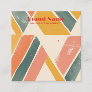 Boho Pink Mix Minimalist Art Earring Display Square Business Card