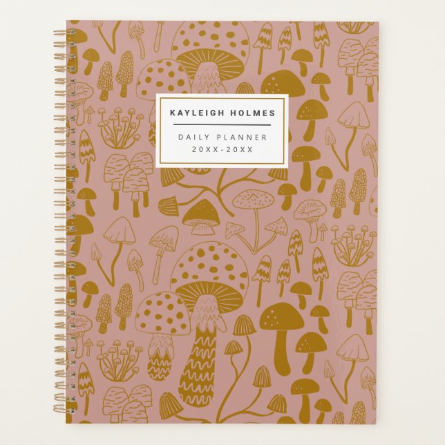 Boho Pink Mushroom Planner (Front)