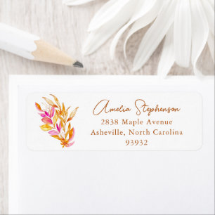 Boho Pink Mustard Botanical Custom Return Address