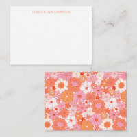Boho Pink Orange Floral Custom Name Gift Enclosure