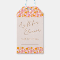 Boho Pink Orange Floral Cute Display Shower
