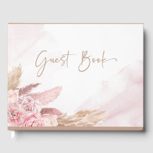 Boho Pink Pampas Grass Baby Shower Guest Book