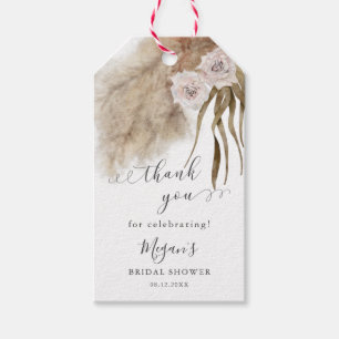 Boho Pink Pampas Grass Bridal Shower Favour Tag