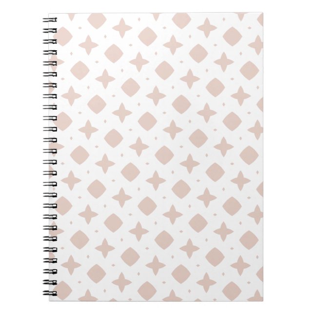 Boho pink pattern, mid-century modern retro notebook (Front)