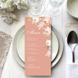 Boho Pink Peonies Wedding Menu Card<br><div class="desc">Elevate your dining experience with our Boho Pink Peonies Wedding Menu Card. This beautifully designed card showcases the same enchanting pink peony motif from our collection, setting the tone for a memorable culinary journey. Customise the menu to suit your wedding's culinary delights, and add an elegant touch to each place...</div>